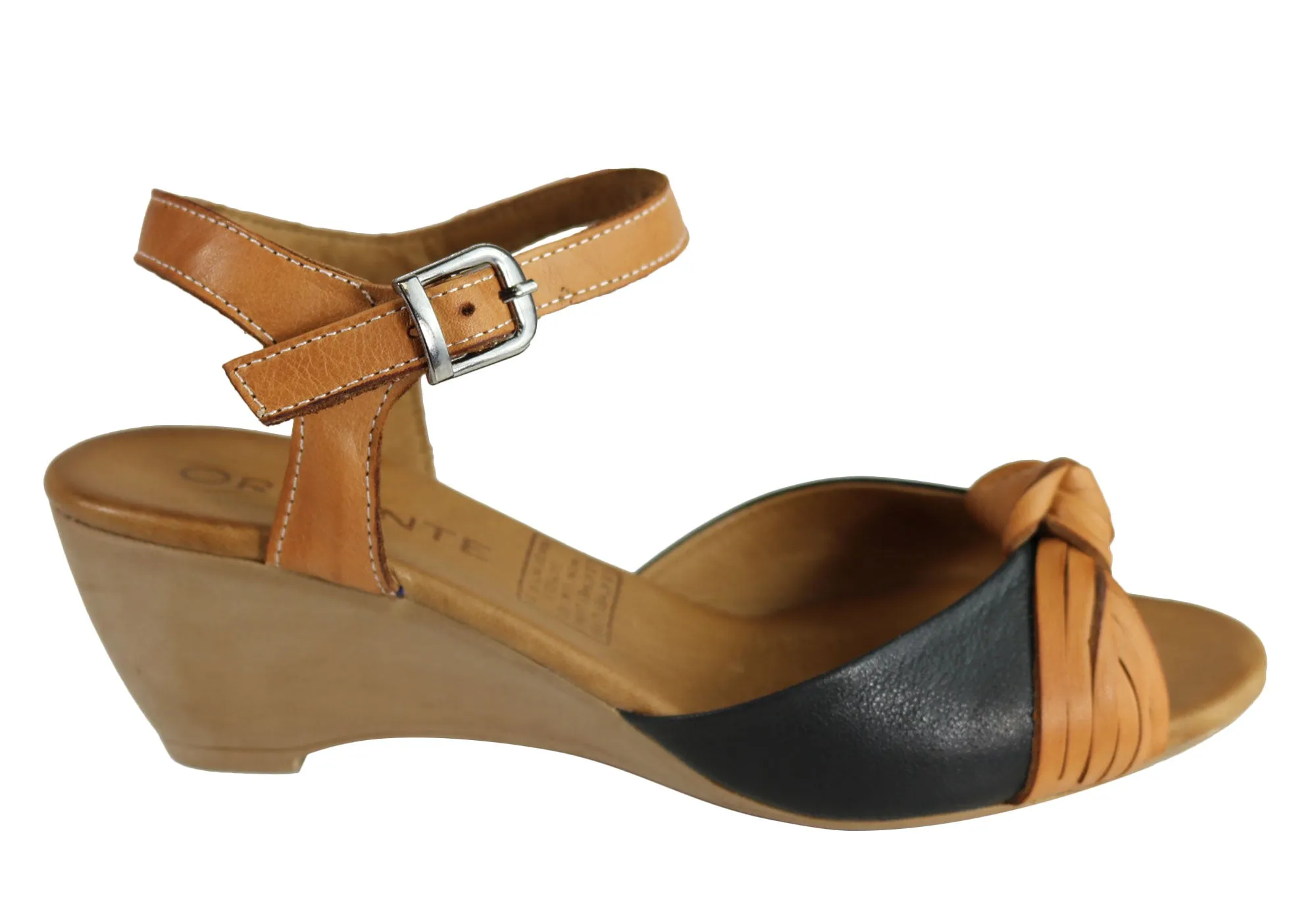 Orizonte Toronto Sandales Femme à Talon Compensé Confortable en Cuir Européen Orizonte Chaussures