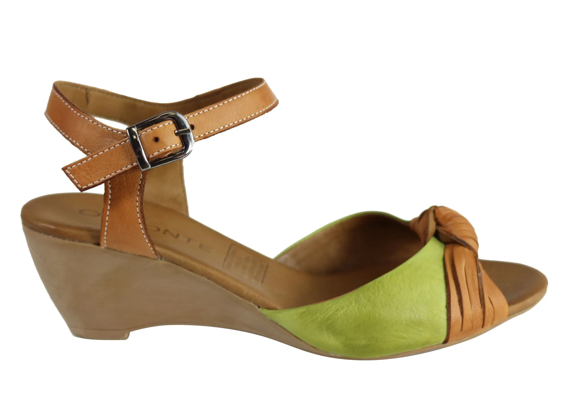 Orizonte Toronto Sandales Femme à Talon Compensé Confortable en Cuir Européen Orizonte Chaussures