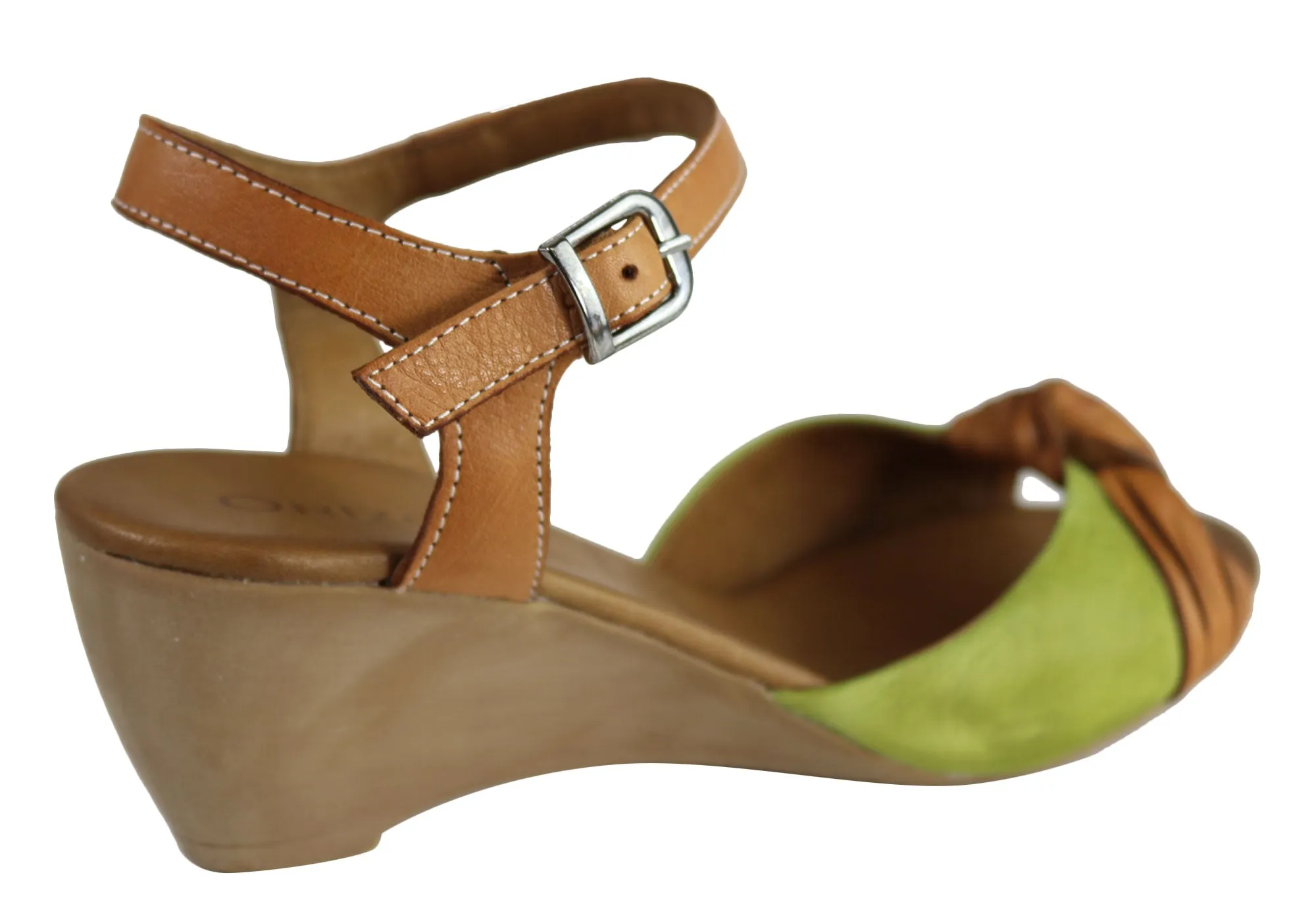 Orizonte Toronto Sandales Femme à Talon Compensé Confortable en Cuir Européen Orizonte Chaussures