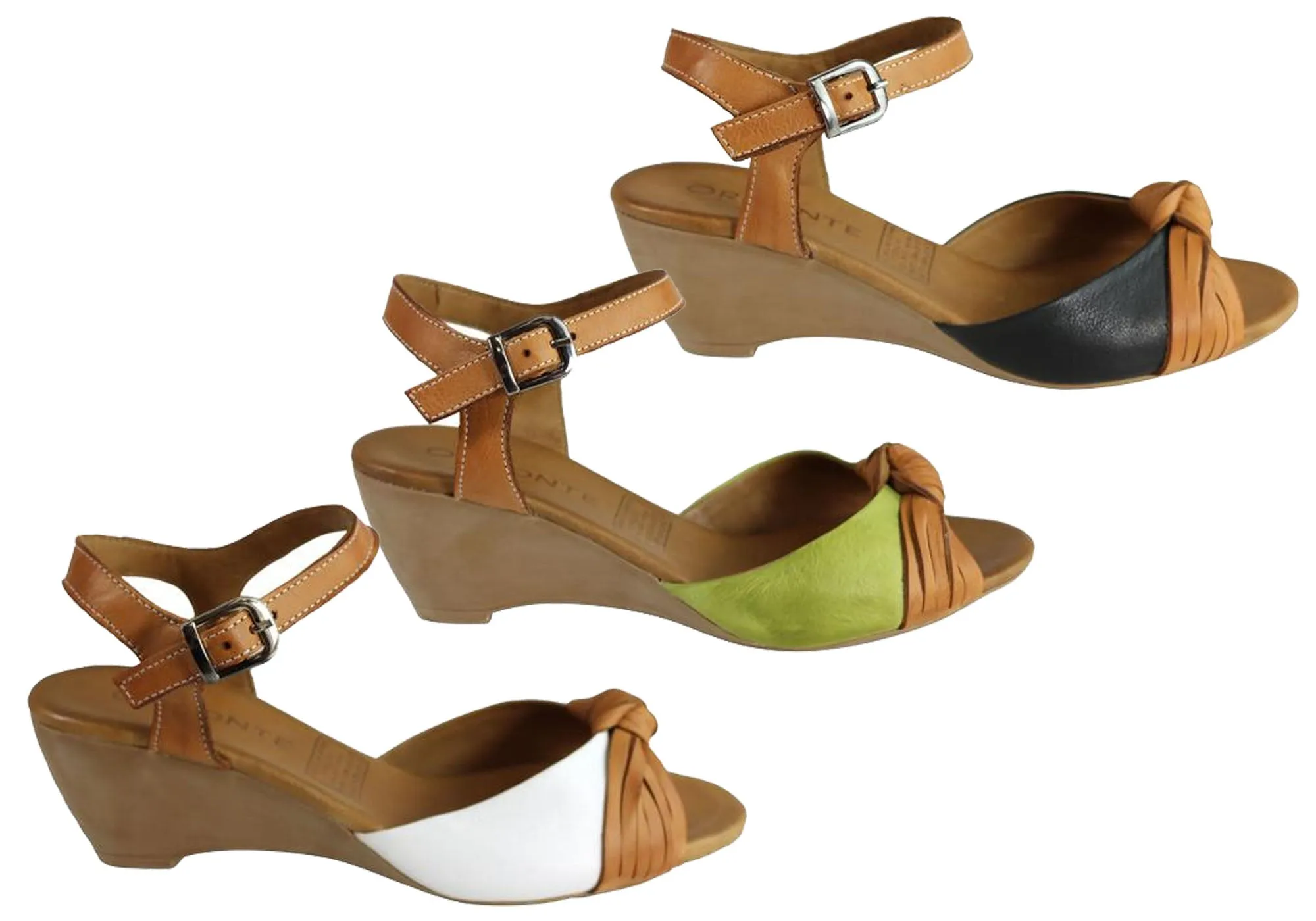 Orizonte Toronto Sandales Femme à Talon Compensé Confortable en Cuir Européen Orizonte Chaussures