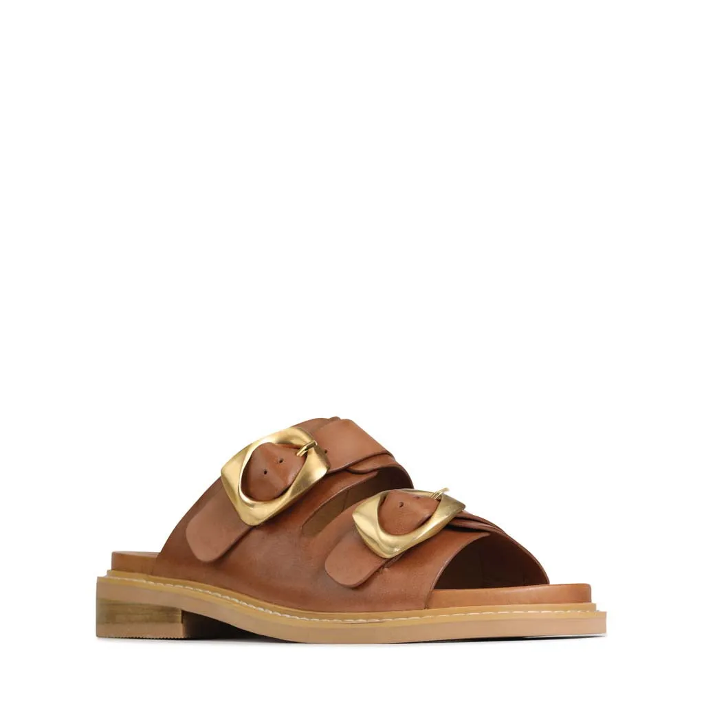SANDALES À LANGUETTE EN CUIR ORNÉ
