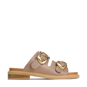 SANDALES À LANGUETTE EN CUIR ORNÉ