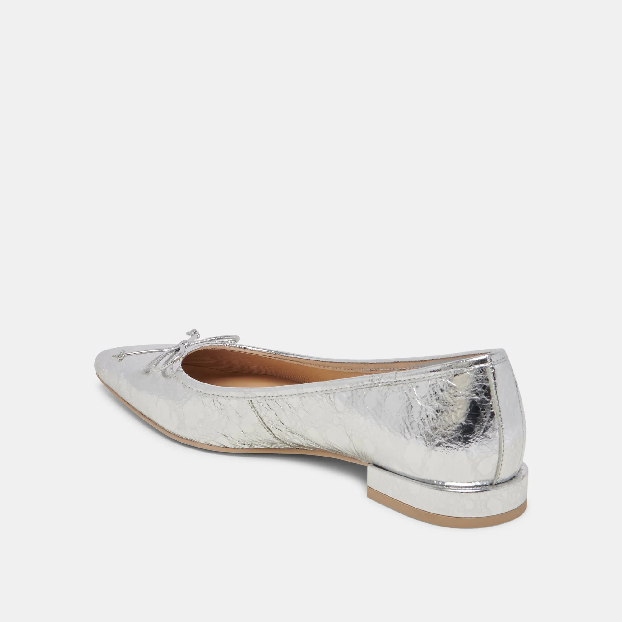 BALLERINES PALANI EN CUIR ARGENTÉ VIEILLI