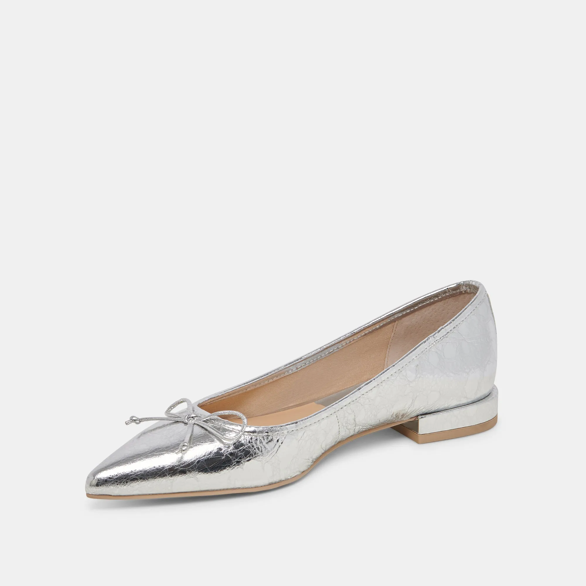 BALLERINES PALANI EN CUIR ARGENTÉ VIEILLI