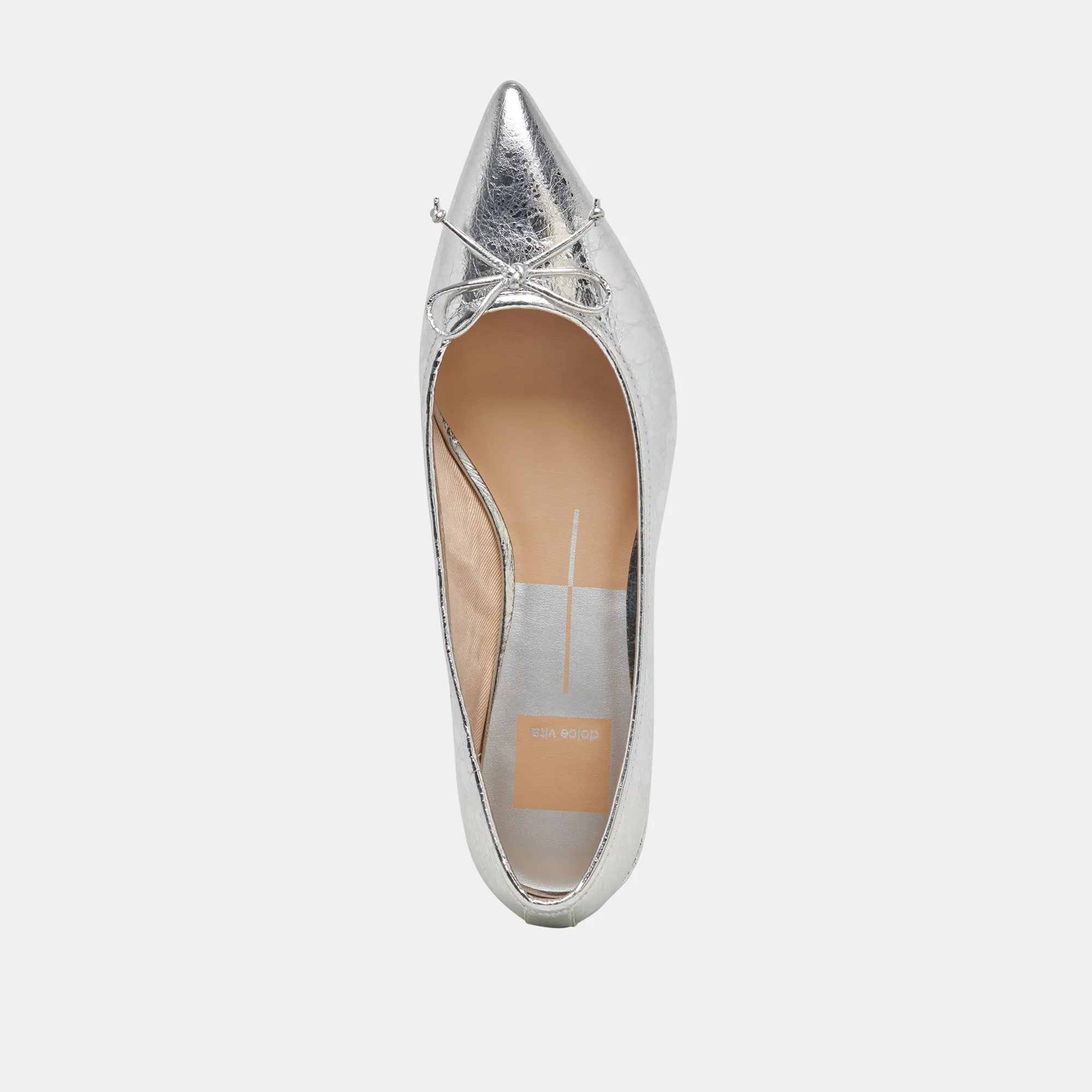 BALLERINES PALANI EN CUIR ARGENTÉ VIEILLI