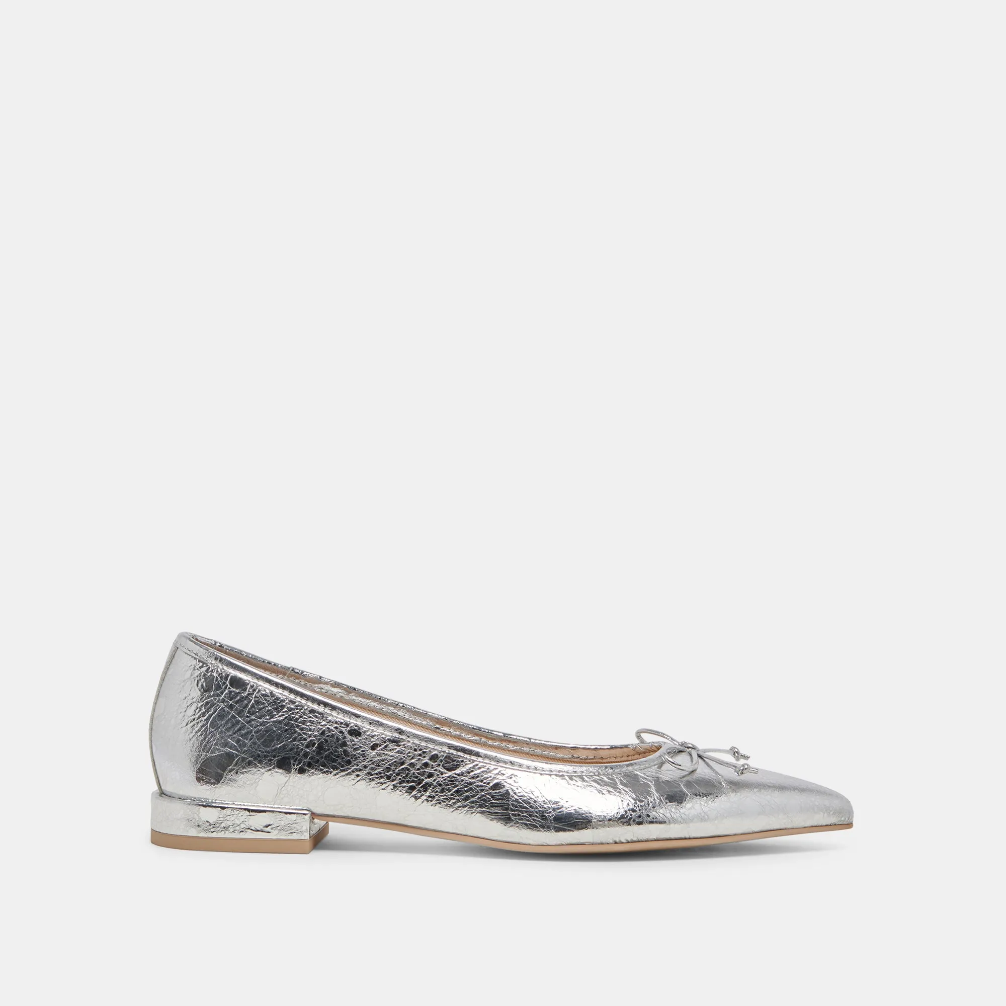 BALLERINES PALANI EN CUIR ARGENTÉ VIEILLI