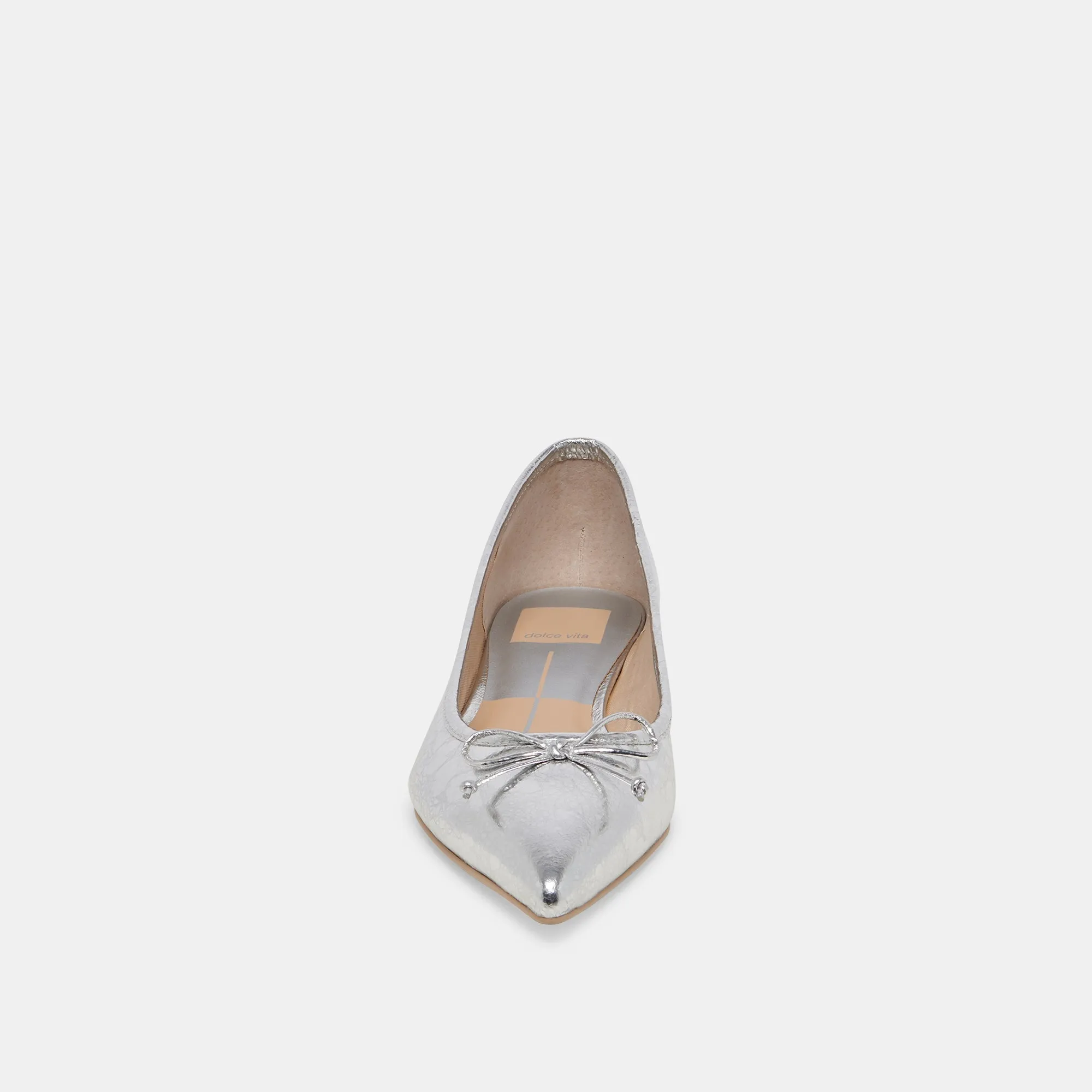 BALLERINES PALANI EN CUIR ARGENTÉ VIEILLI