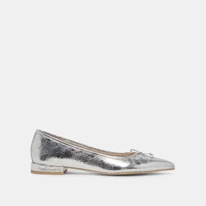 BALLERINES PALANI EN CUIR ARGENTÉ VIEILLI