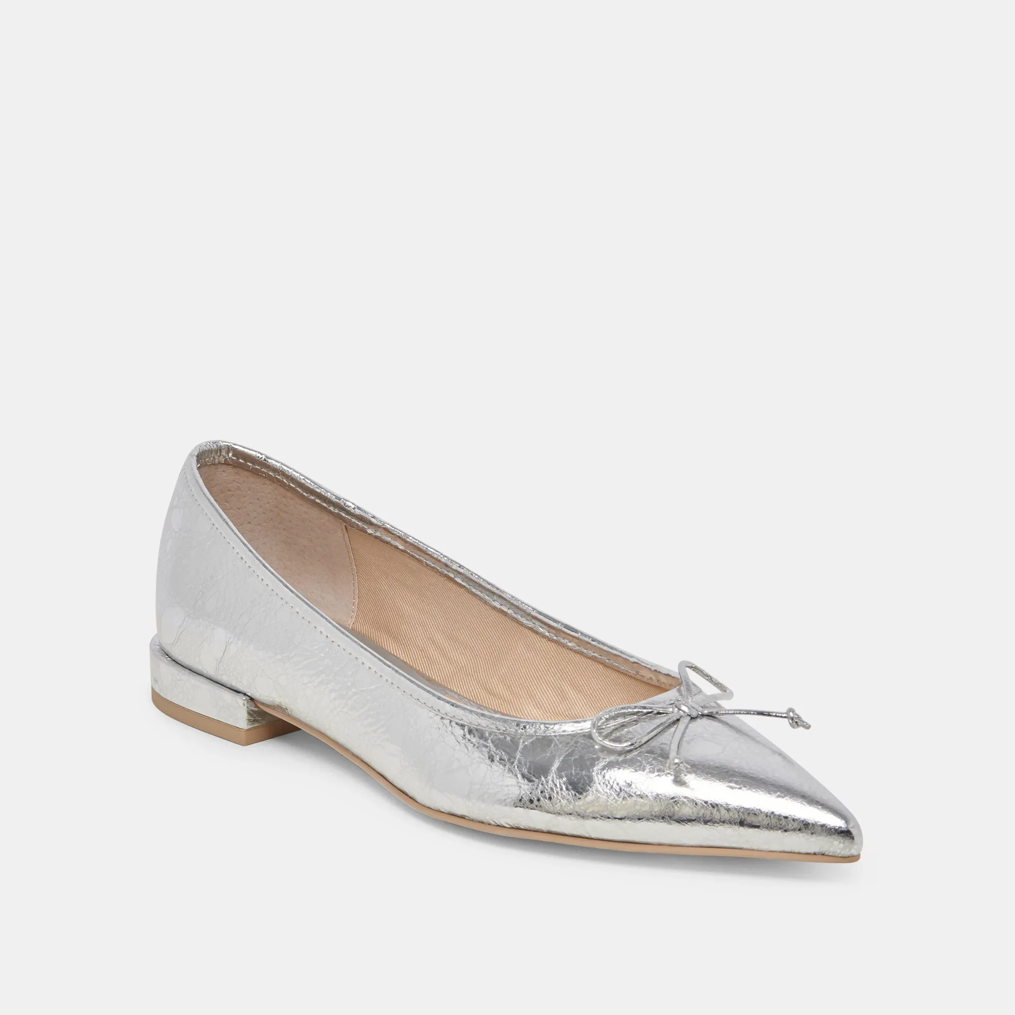 BALLERINES PALANI EN CUIR ARGENTÉ VIEILLI