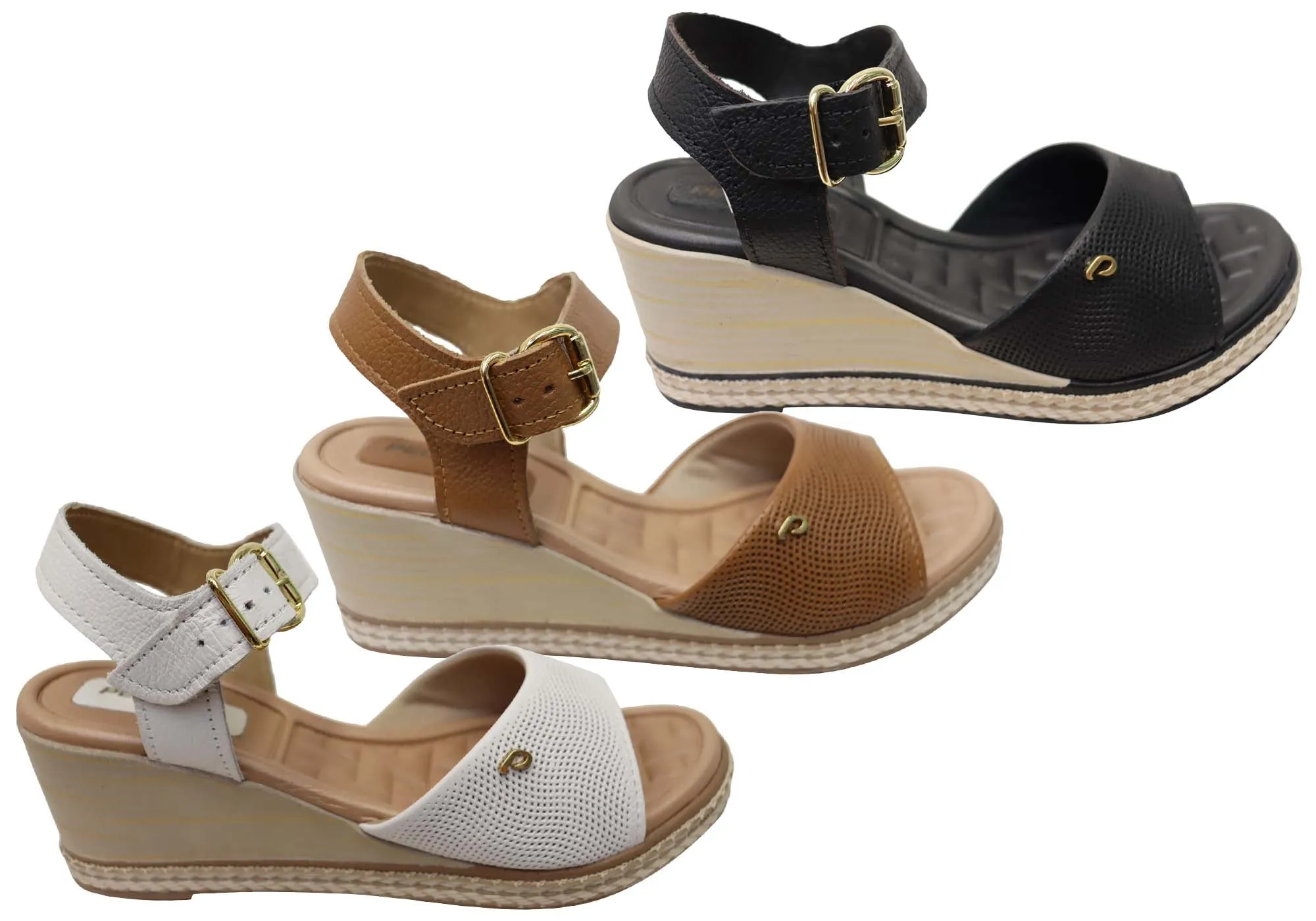 Pegada Jeevany Sandales Femme Brésiliennes Confortables à Talon Compensé en Cuir Pegada