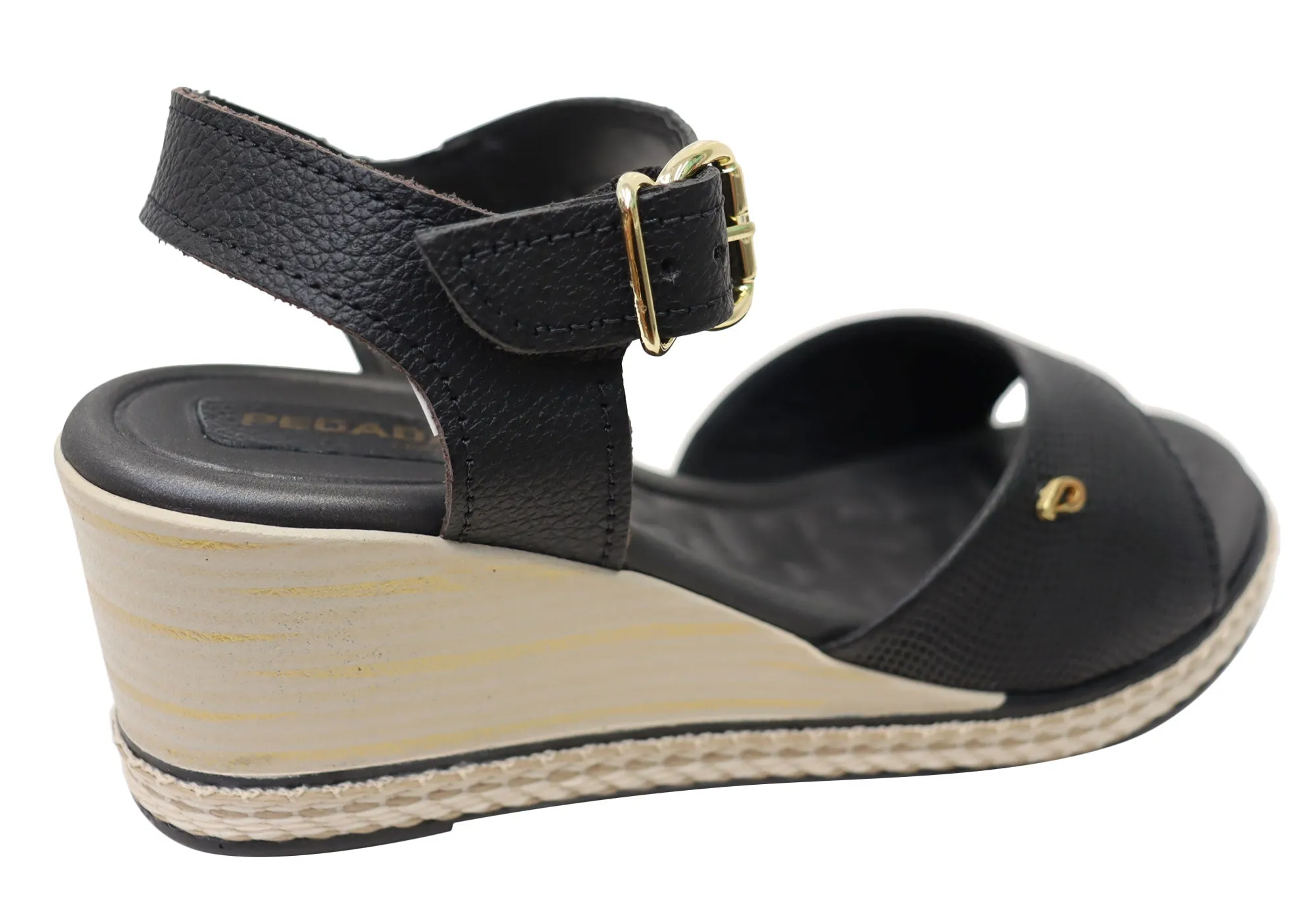 Pegada Jeevany Sandales Femme Brésiliennes Confortables à Talon Compensé en Cuir Pegada