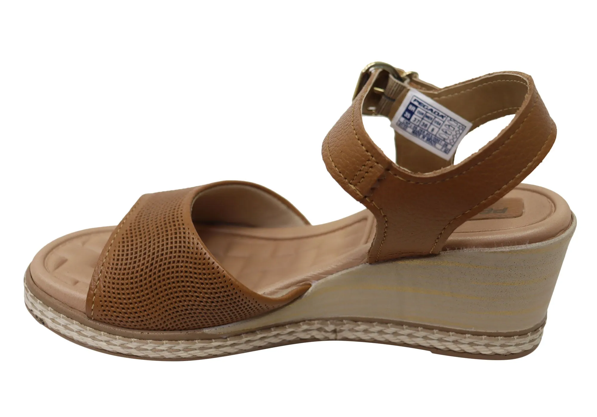 Pegada Jeevany Sandales Femme Brésiliennes Confortables à Talon Compensé en Cuir Pegada