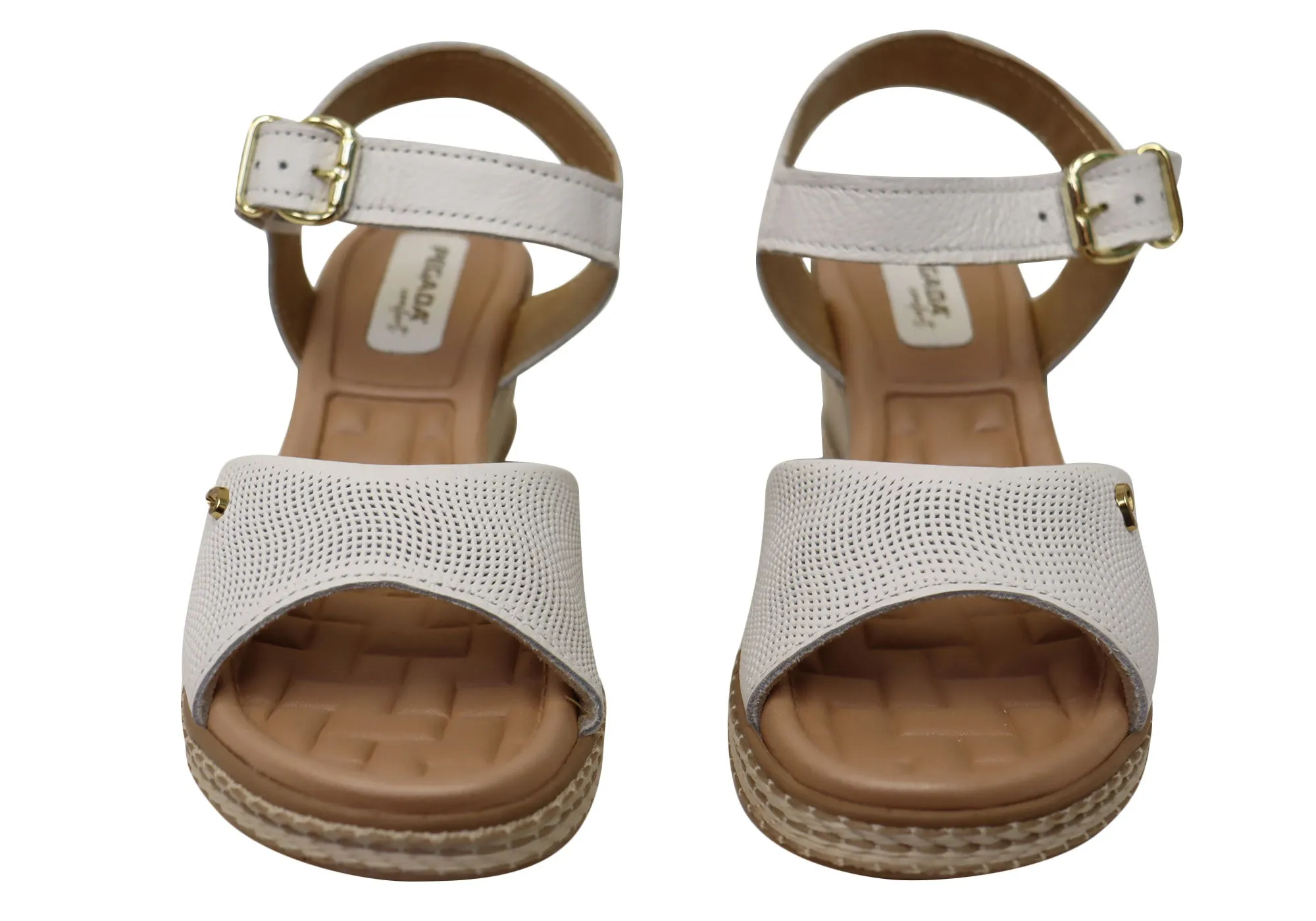 Pegada Jeevany Sandales Femme Brésiliennes Confortables à Talon Compensé en Cuir Pegada