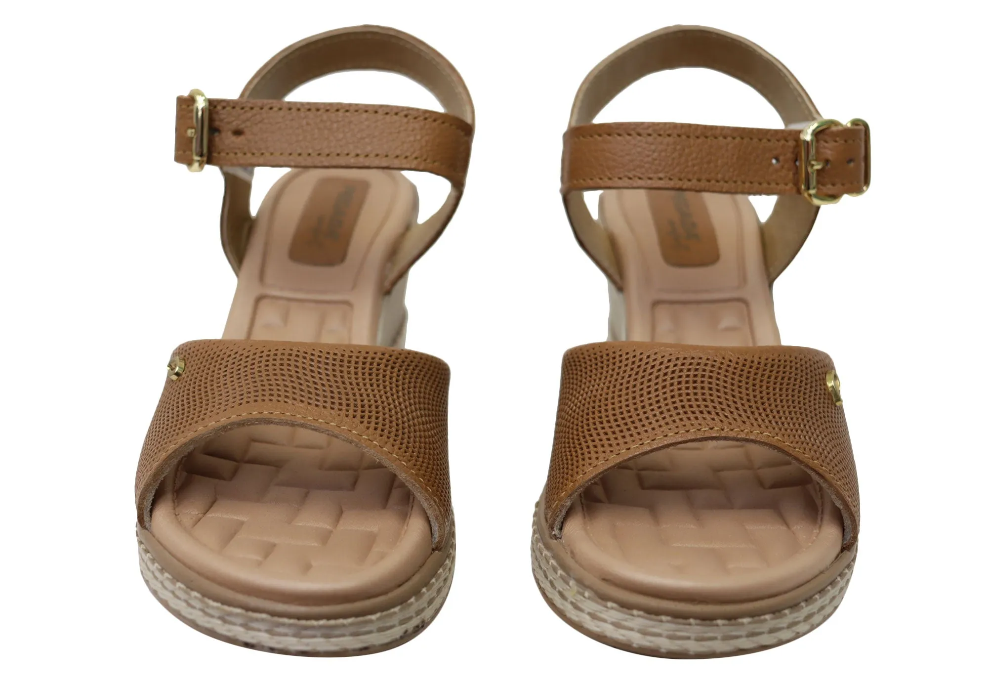 Pegada Jeevany Sandales Femme Brésiliennes Confortables à Talon Compensé en Cuir Pegada