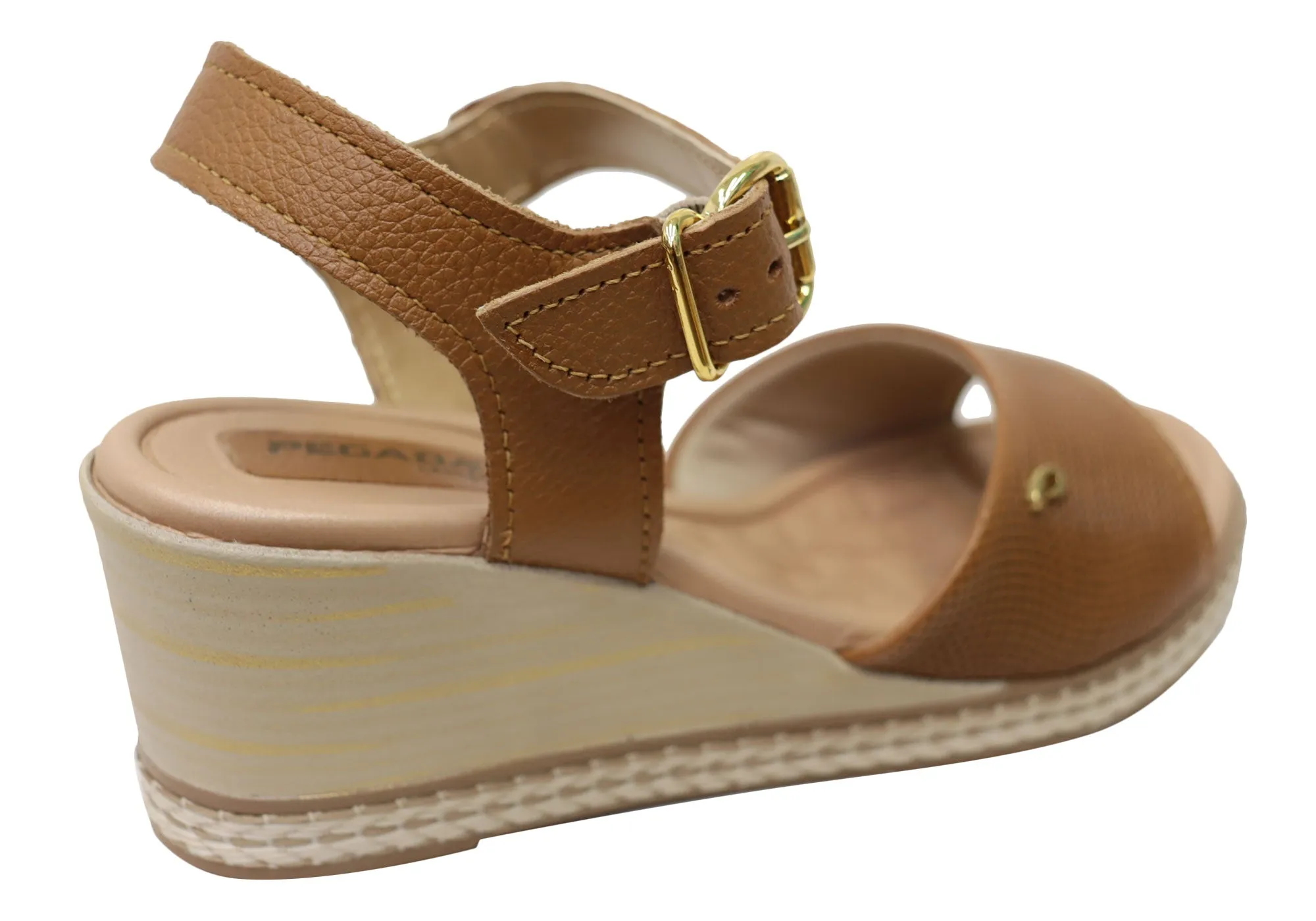 Pegada Jeevany Sandales Femme Brésiliennes Confortables à Talon Compensé en Cuir Pegada