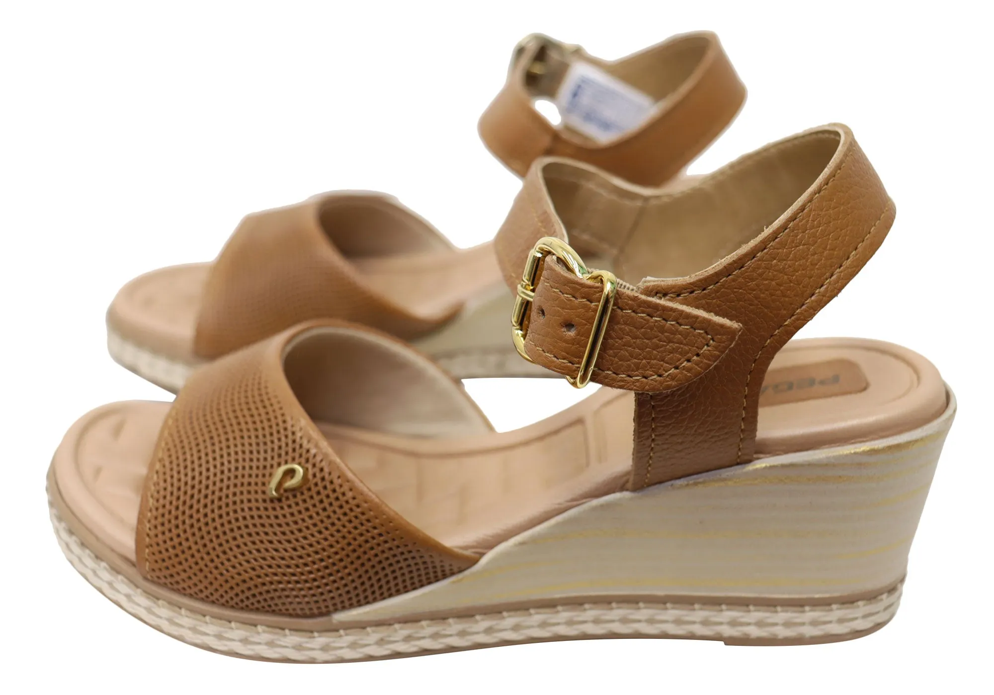 Pegada Jeevany Sandales Femme Brésiliennes Confortables à Talon Compensé en Cuir Pegada