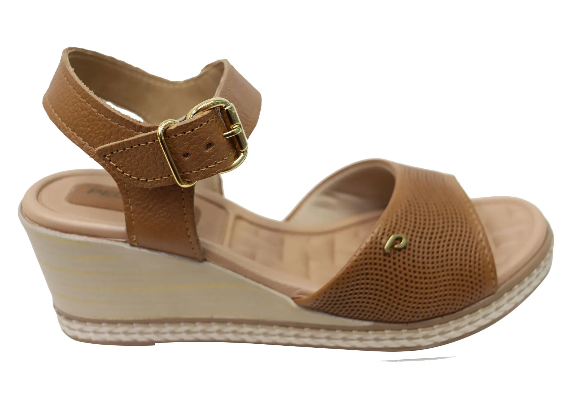 Pegada Jeevany Sandales Femme Brésiliennes Confortables à Talon Compensé en Cuir Pegada