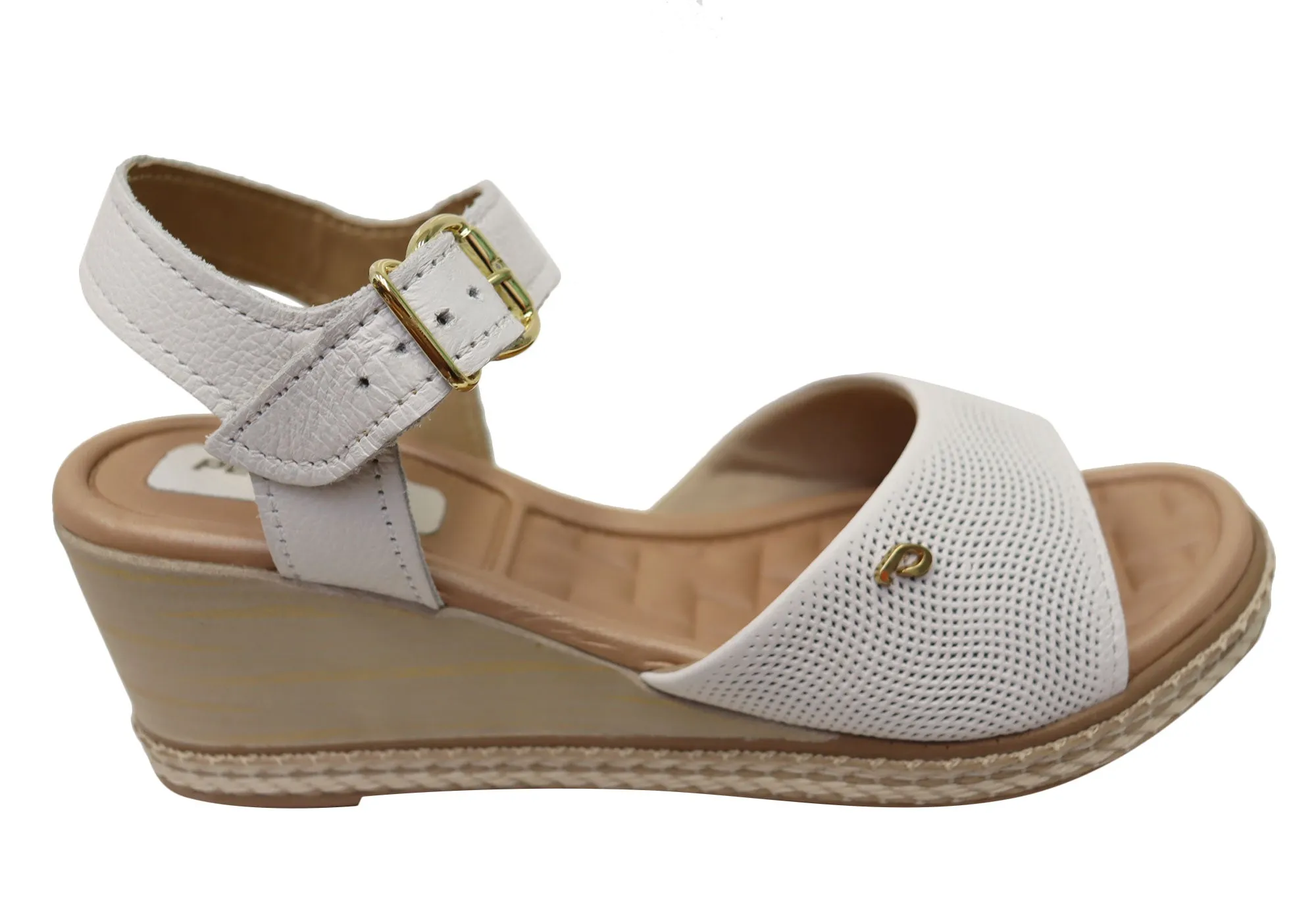 Pegada Jeevany Sandales Femme Brésiliennes Confortables à Talon Compensé en Cuir Pegada