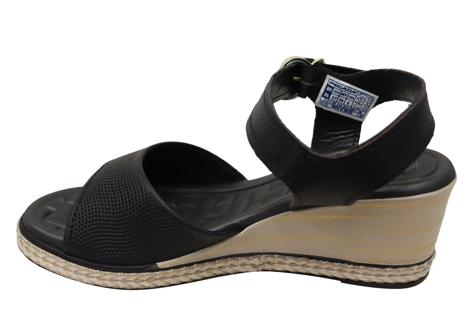 Pegada Jeevany Sandales Femme Brésiliennes Confortables à Talon Compensé en Cuir Pegada
