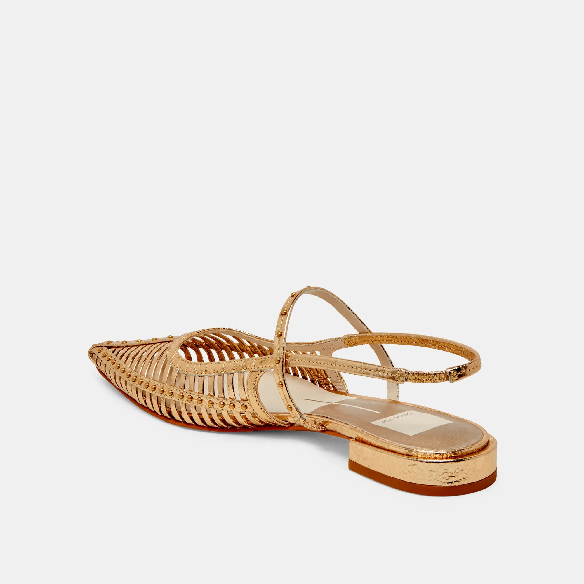 PHINLY FLATS CUIR DORÉ VIEILLI