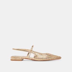PHINLY FLATS CUIR DORÉ VIEILLI