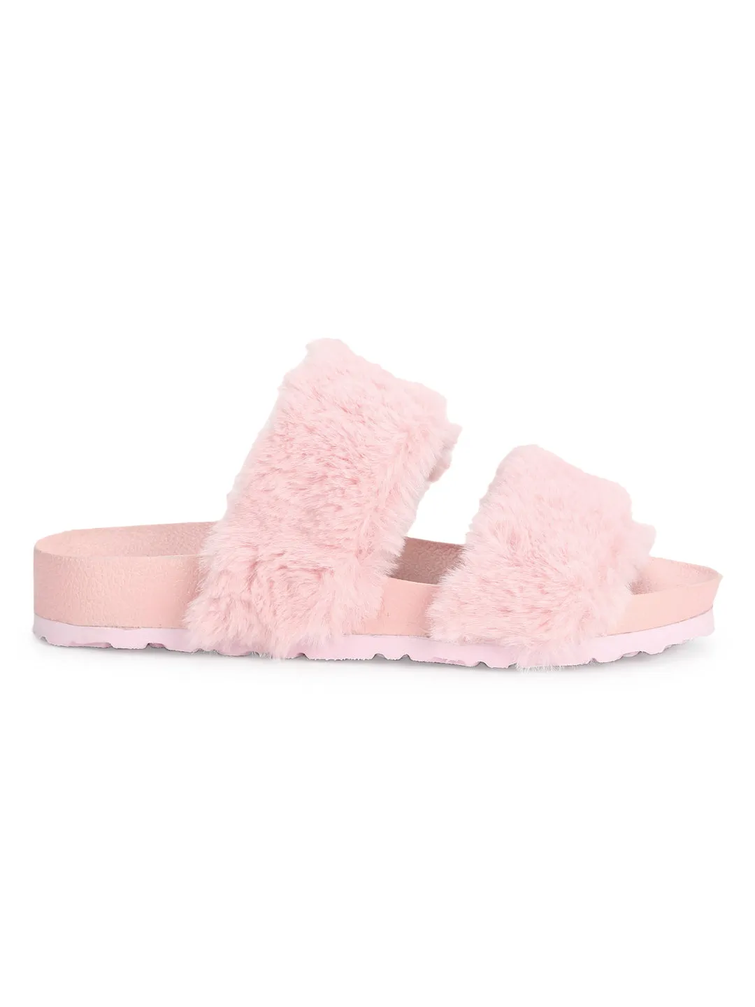Mules en Fausse Fourrure Rose (TC-RLST9-PNK)