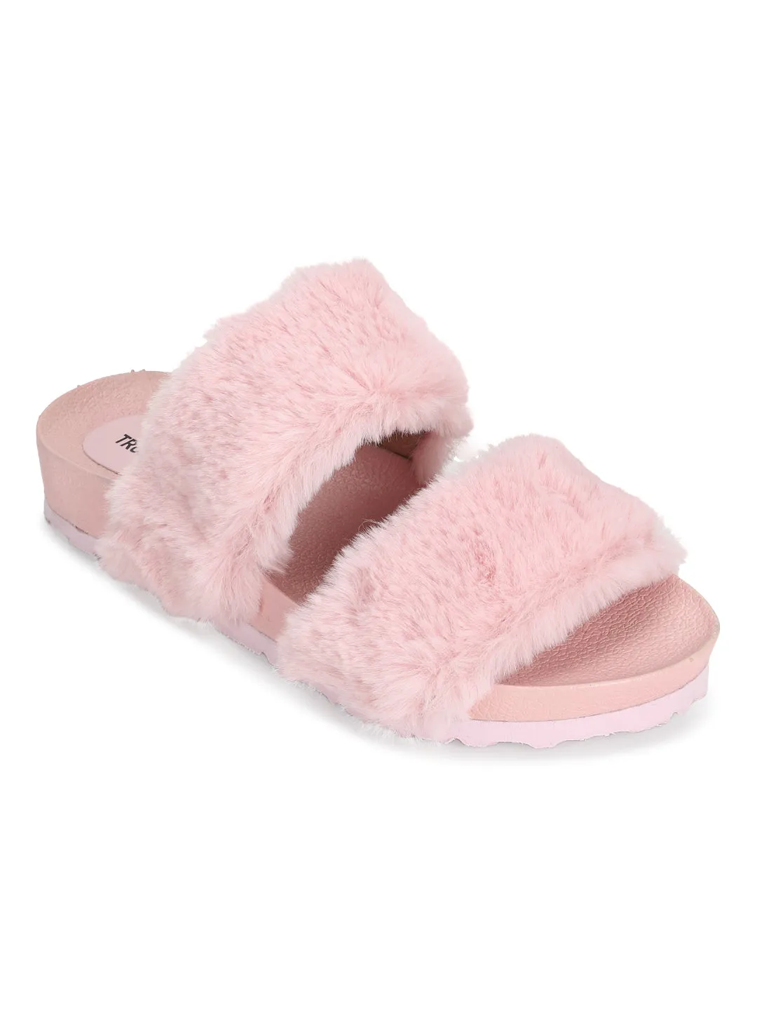 Mules en Fausse Fourrure Rose (TC-RLST9-PNK)