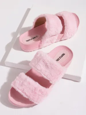 Mules en Fausse Fourrure Rose (TC-RLST9-PNK)