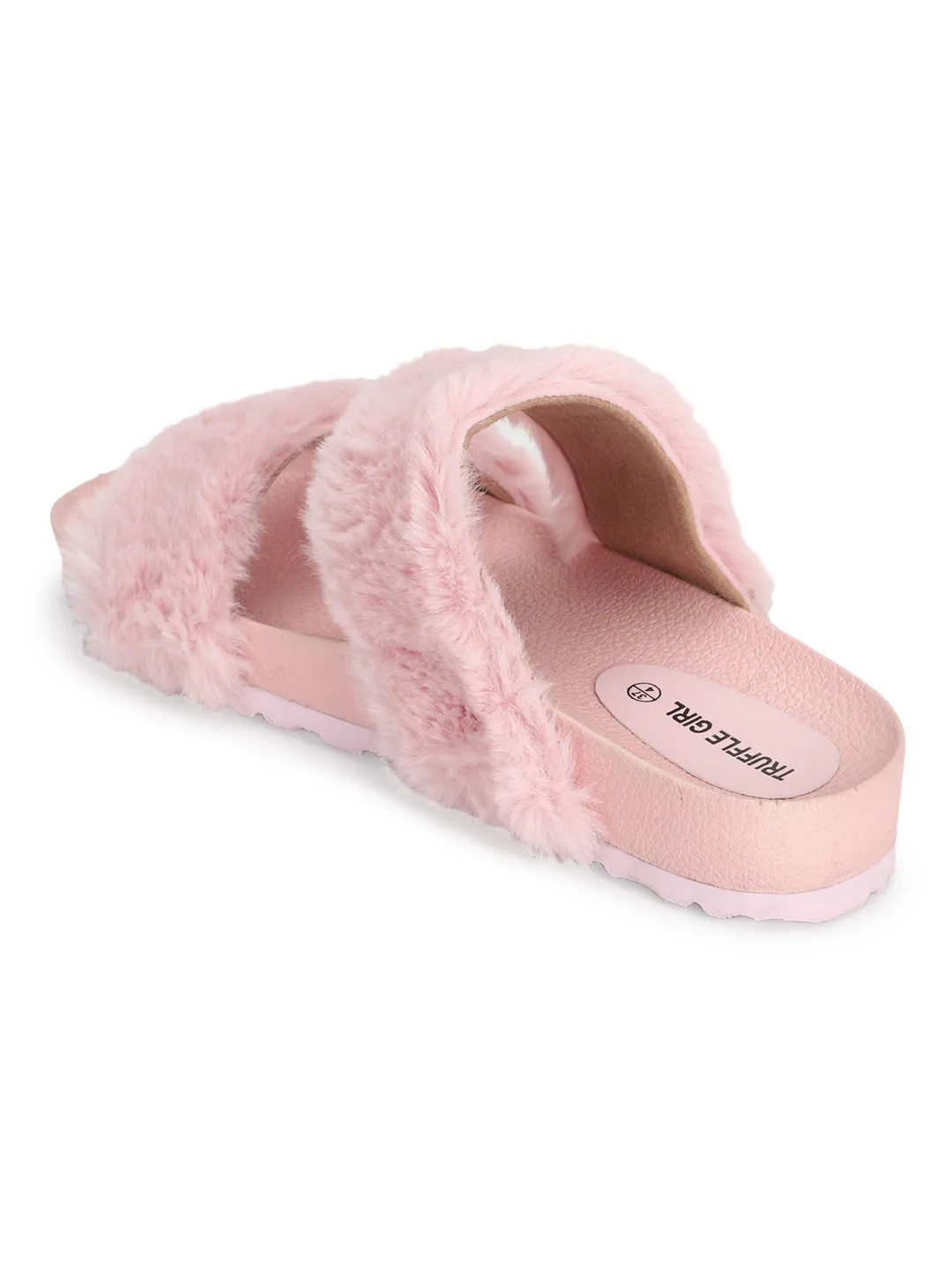 Mules en Fausse Fourrure Rose (TC-RLST9-PNK)