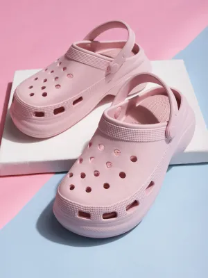 Mules en PU rose à enfiler style Crocs (TC-RS3479-PNK)