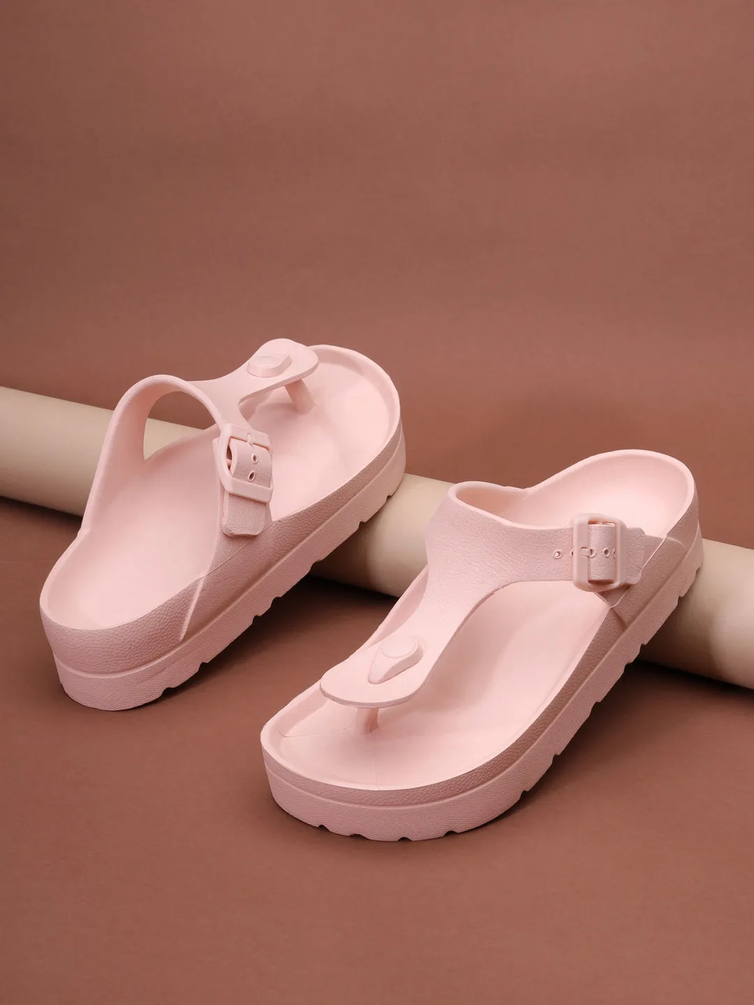 Ballerines en PU rose à enfiler (TC-RS3480-PNK)