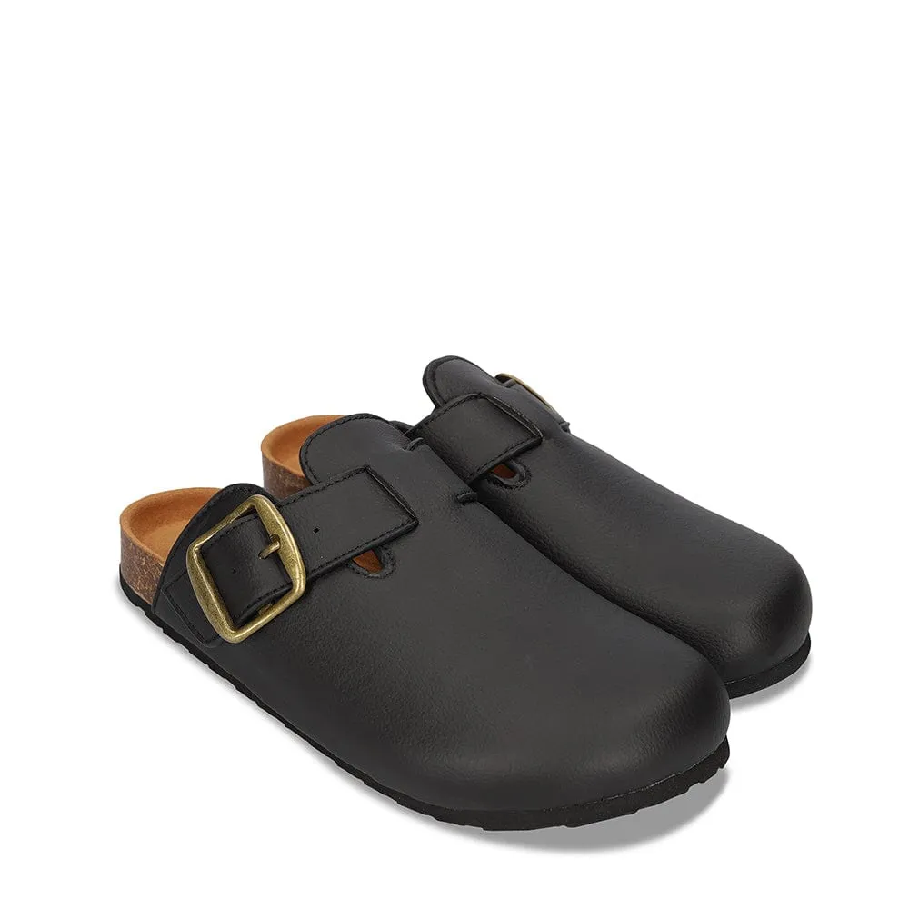 Poda Mules Unisex Vegan en Cuir de Pomme | Noir