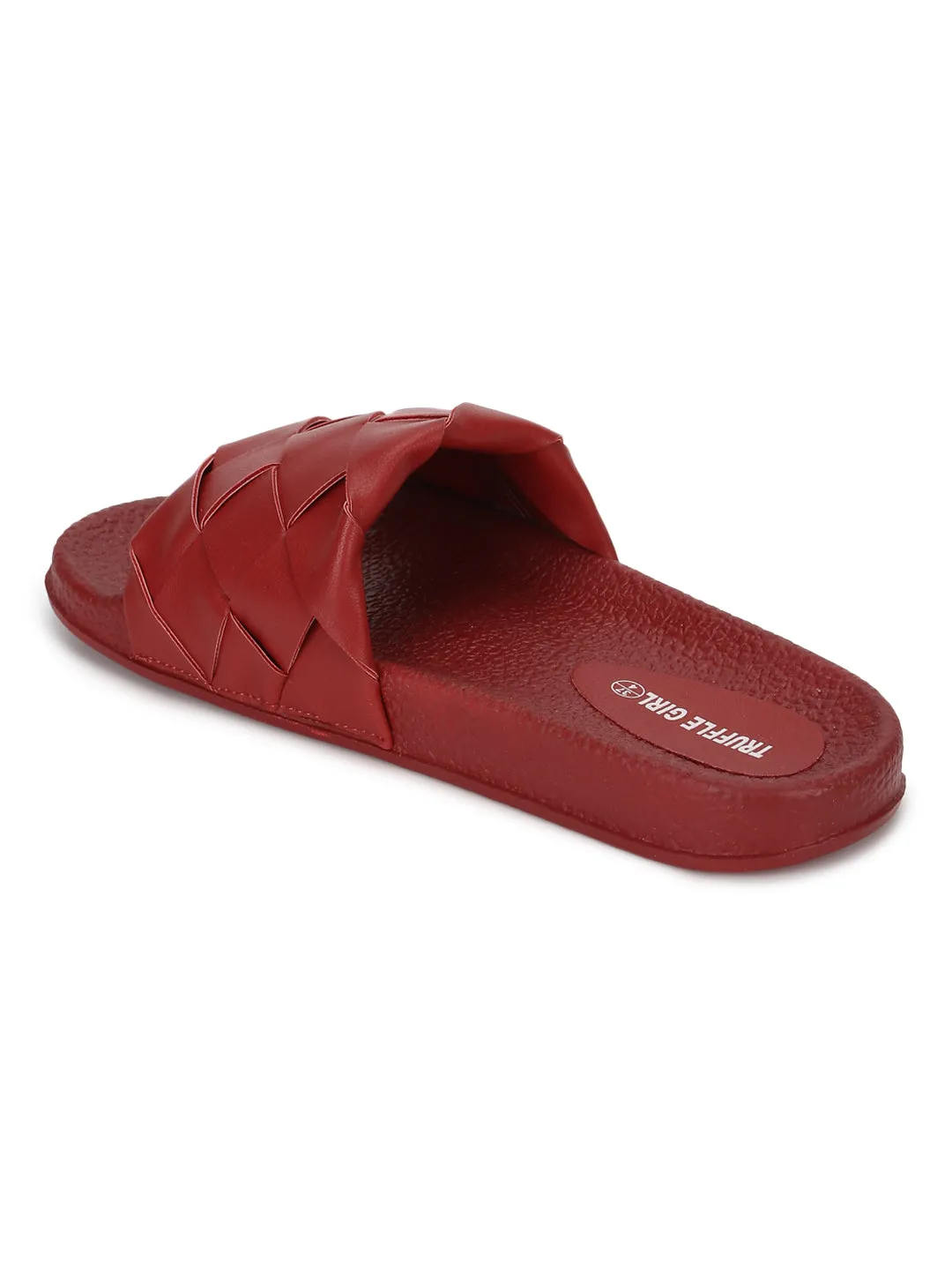 Sandales tressées PU rouge
