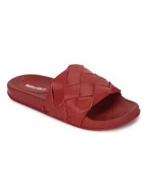 Sandales tressées PU rouge