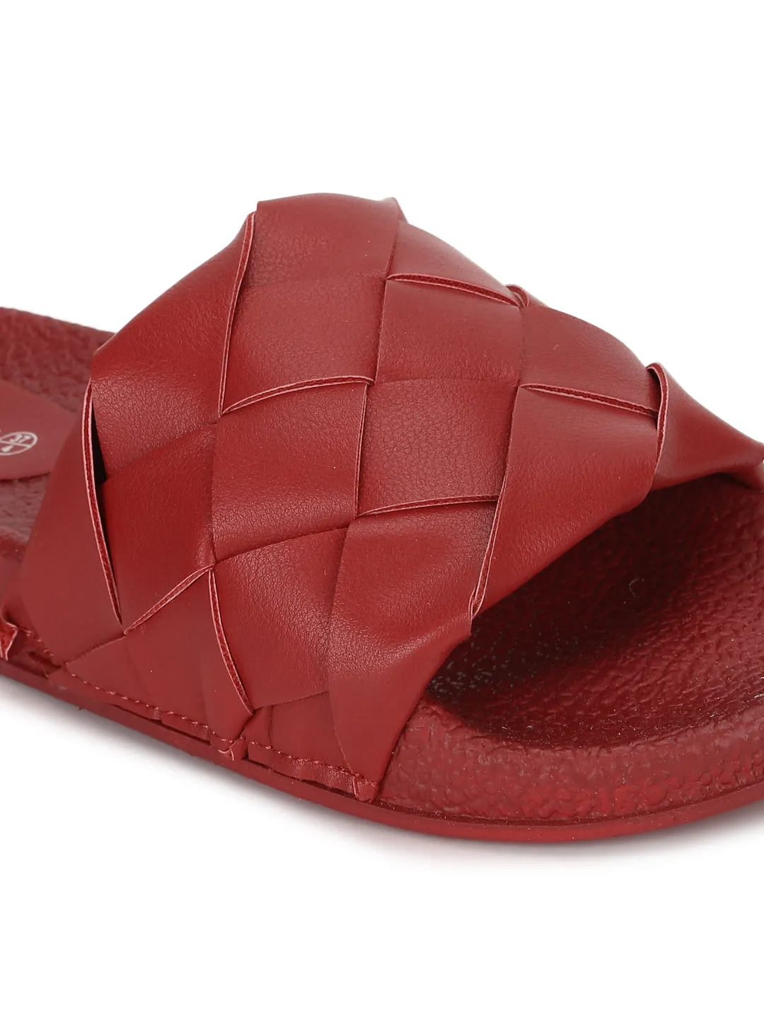 Sandales tressées PU rouge