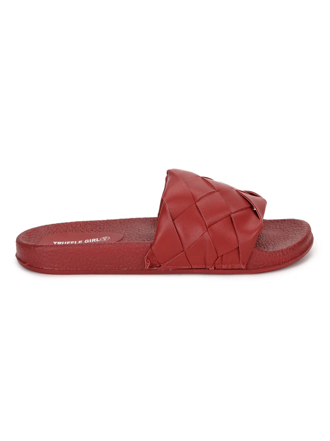 Sandales tressées PU rouge