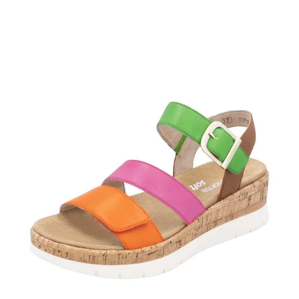 Sandale à talon compensé Gizela 50 pour femme en Aperol/Fuchsia/Absinthe/Muscat