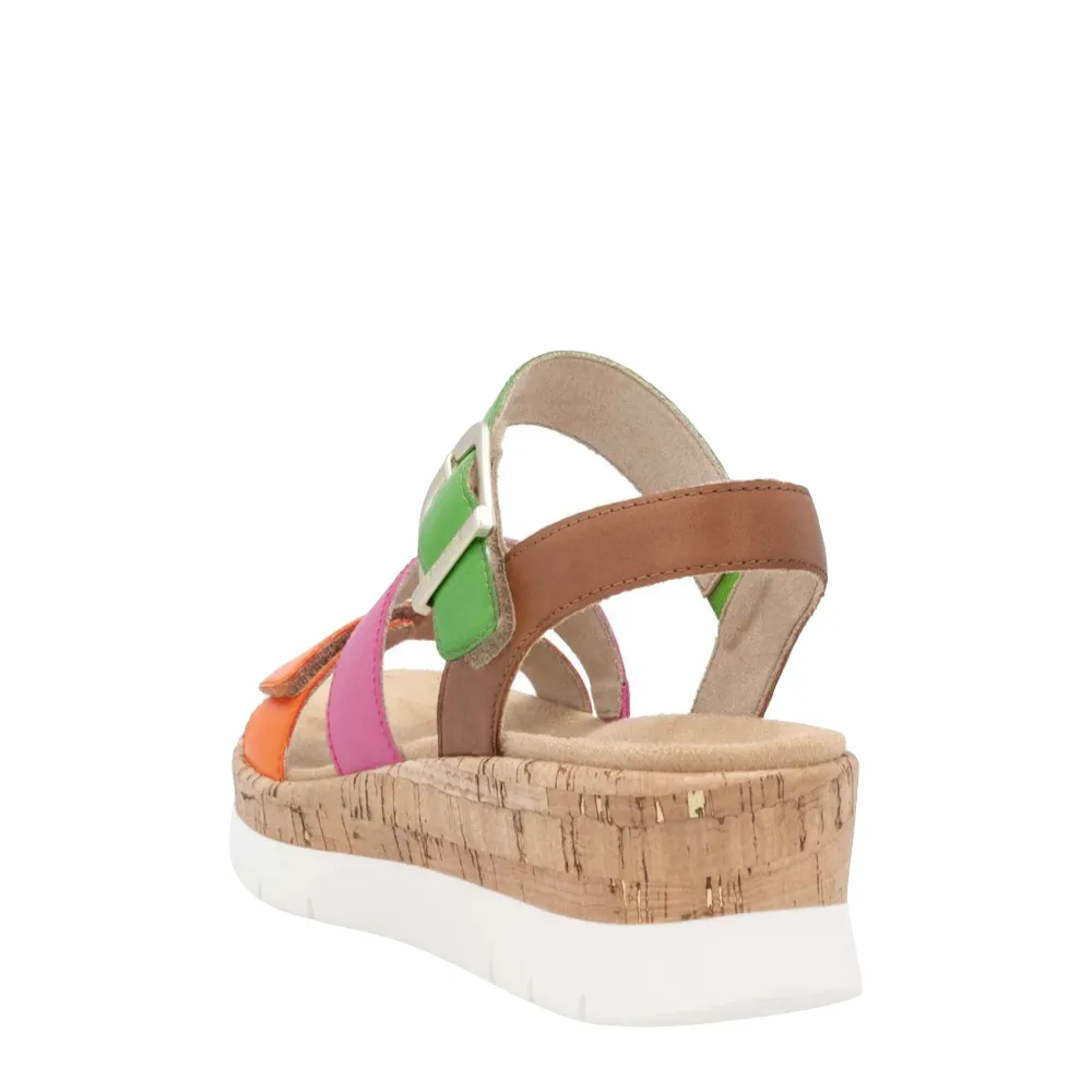 Sandale à talon compensé Gizela 50 pour femme en Aperol/Fuchsia/Absinthe/Muscat