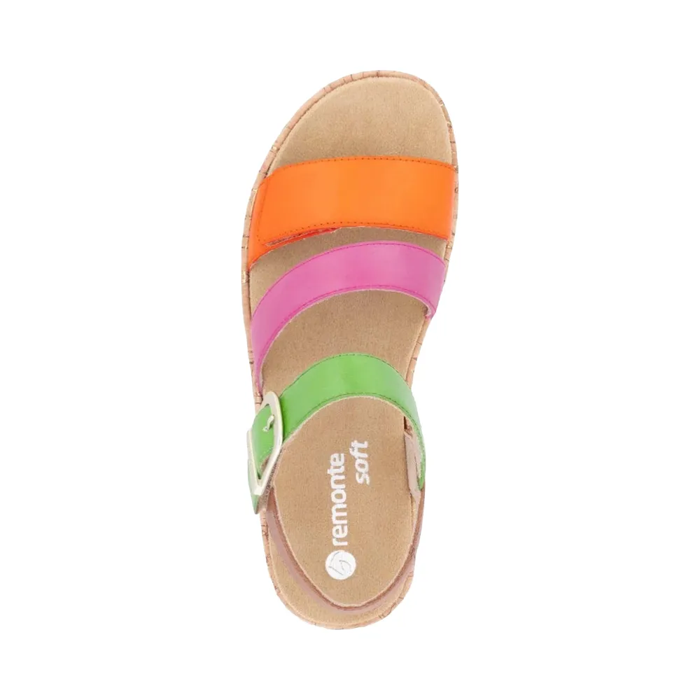 Sandale à talon compensé Gizela 50 pour femme en Aperol/Fuchsia/Absinthe/Muscat