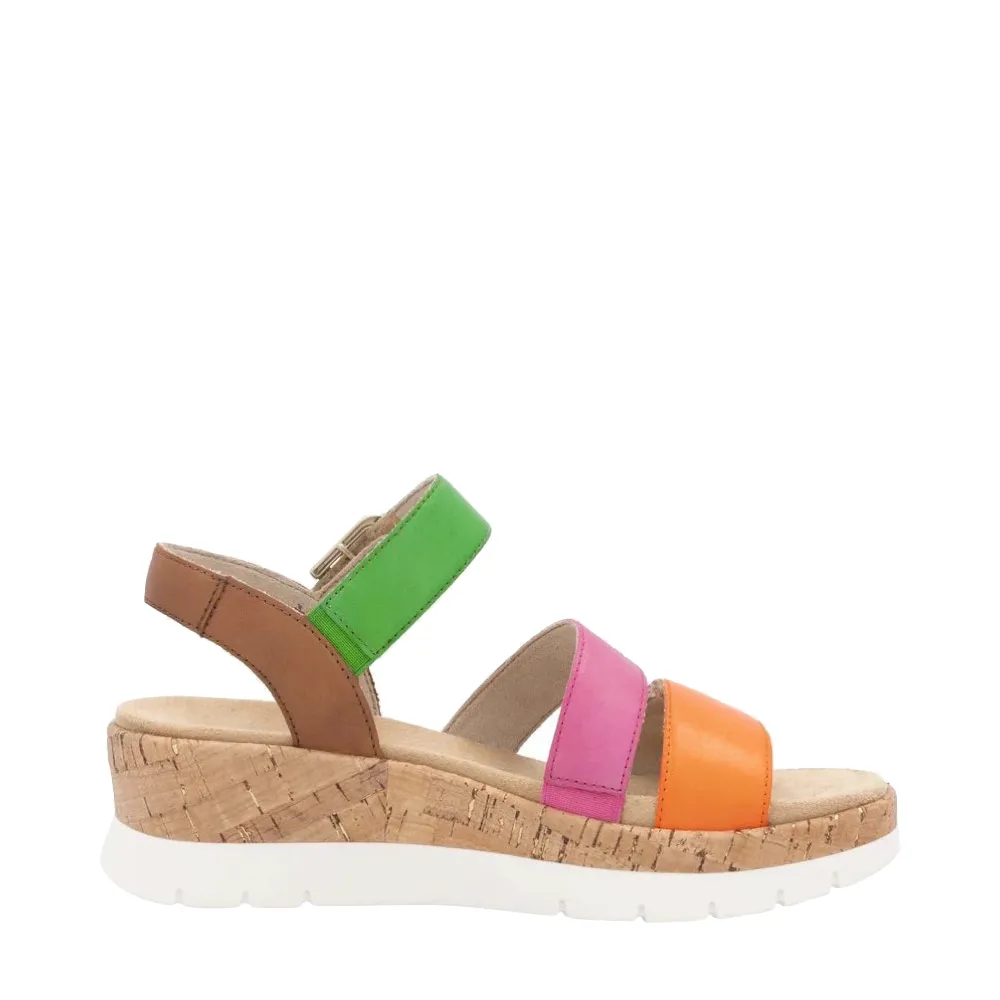 Sandale à talon compensé Gizela 50 pour femme en Aperol/Fuchsia/Absinthe/Muscat