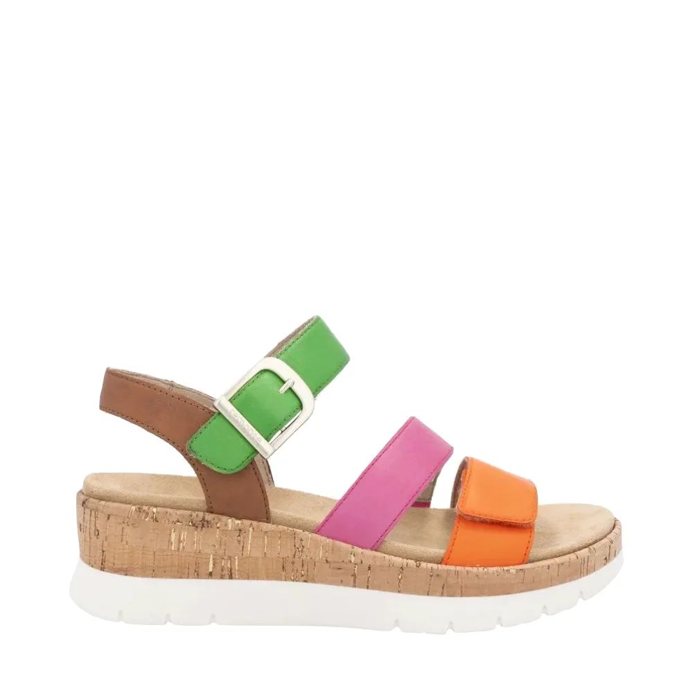 Sandale à talon compensé Gizela 50 pour femme en Aperol/Fuchsia/Absinthe/Muscat