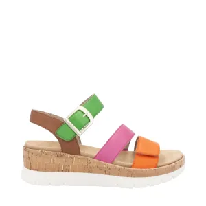 Sandale à talon compensé Gizela 50 pour femme en Aperol/Fuchsia/Absinthe/Muscat