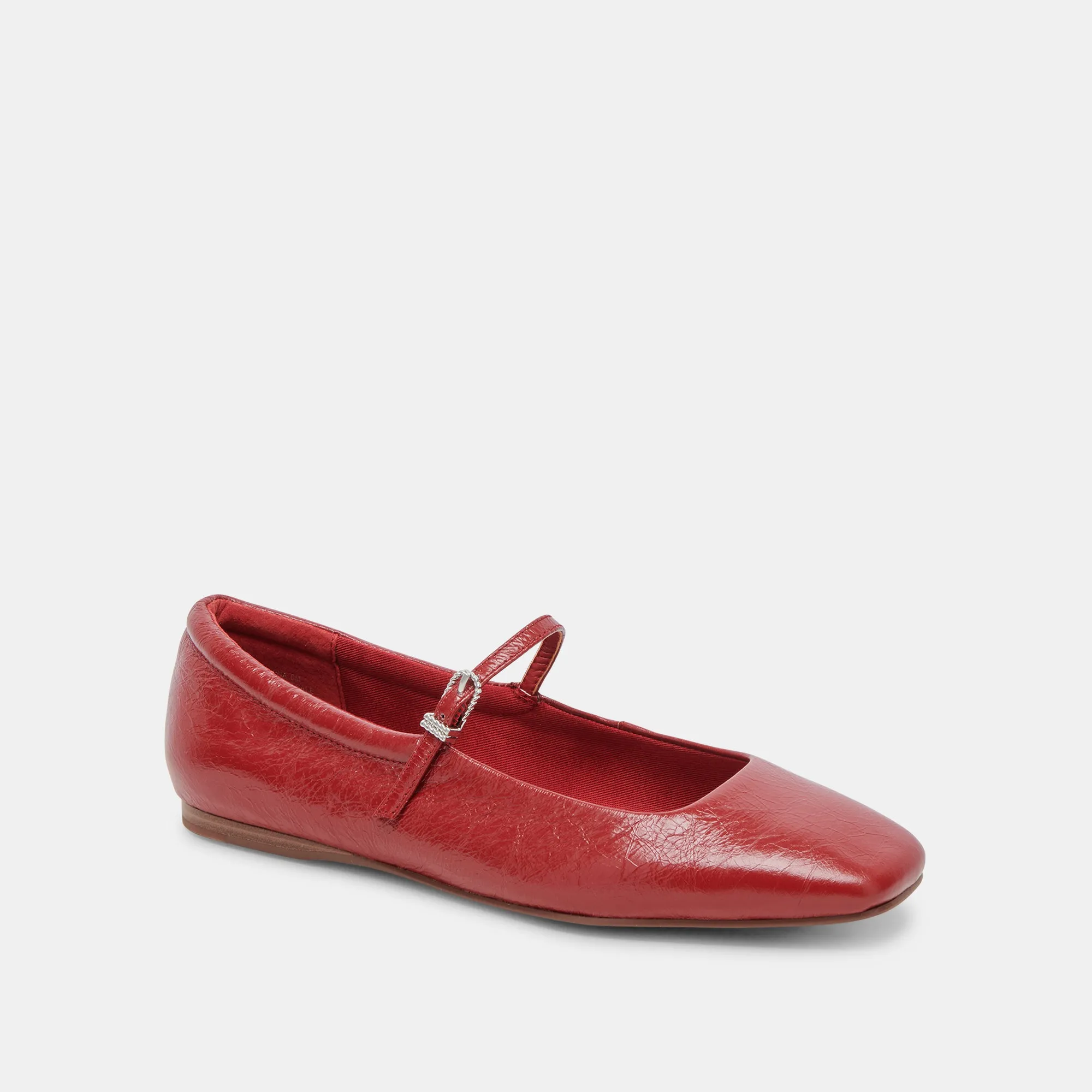 BALLERINES REYES ROUGE VERNIS FROISSÉ
