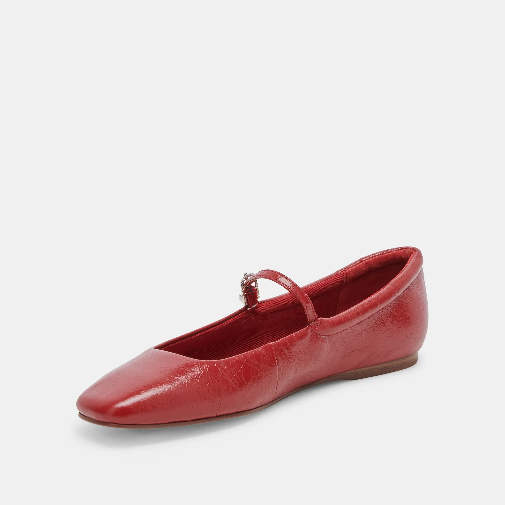 BALLERINES REYES ROUGE VERNIS FROISSÉ