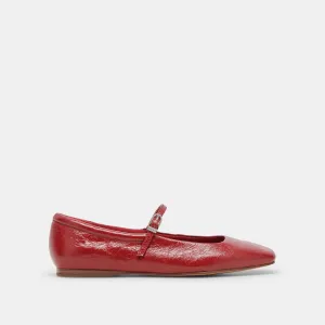 BALLERINES REYES ROUGE VERNIS FROISSÉ