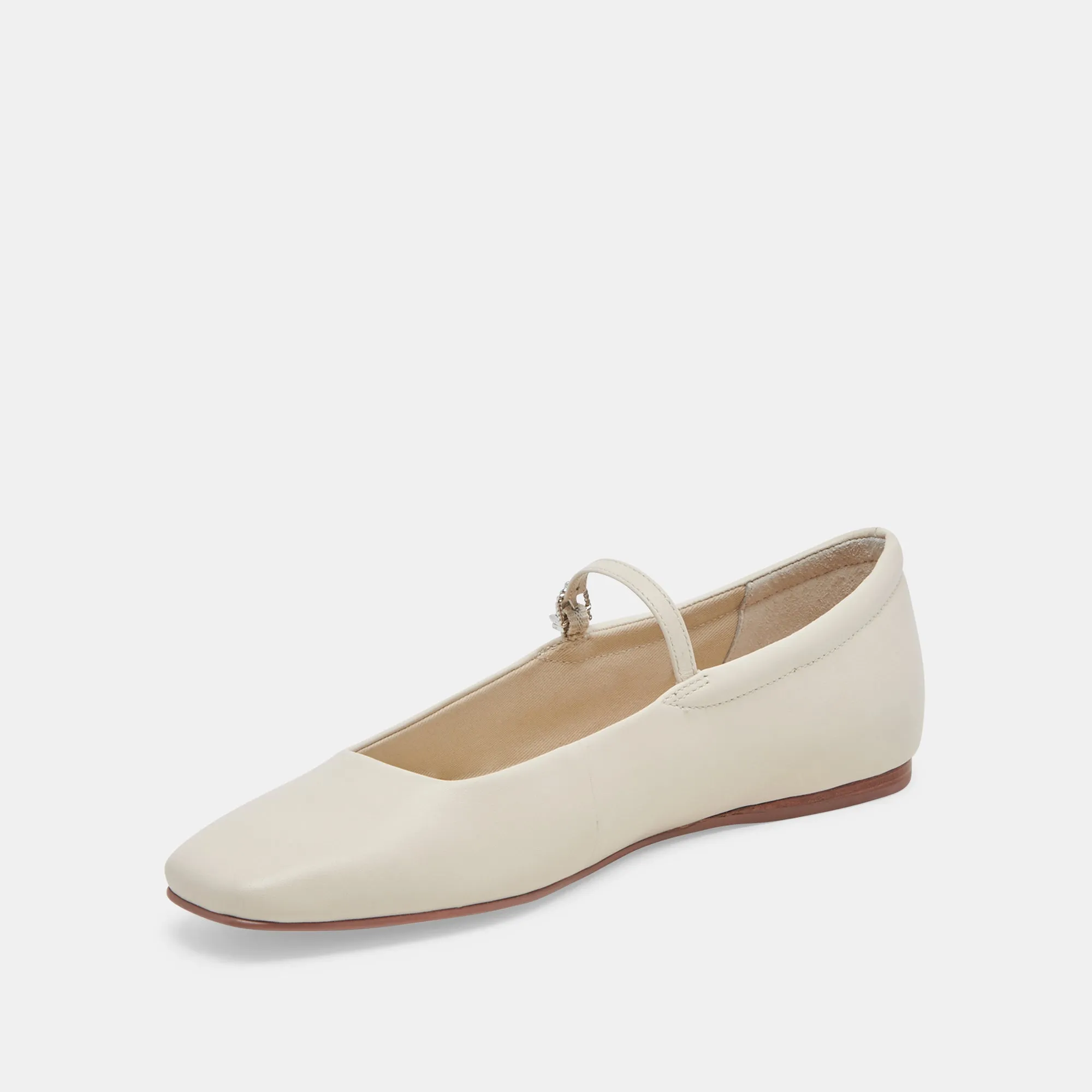 REYES BALLERINES LARGES EN CUIR IVOIRE