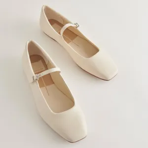 REYES BALLERINES LARGES EN CUIR IVOIRE