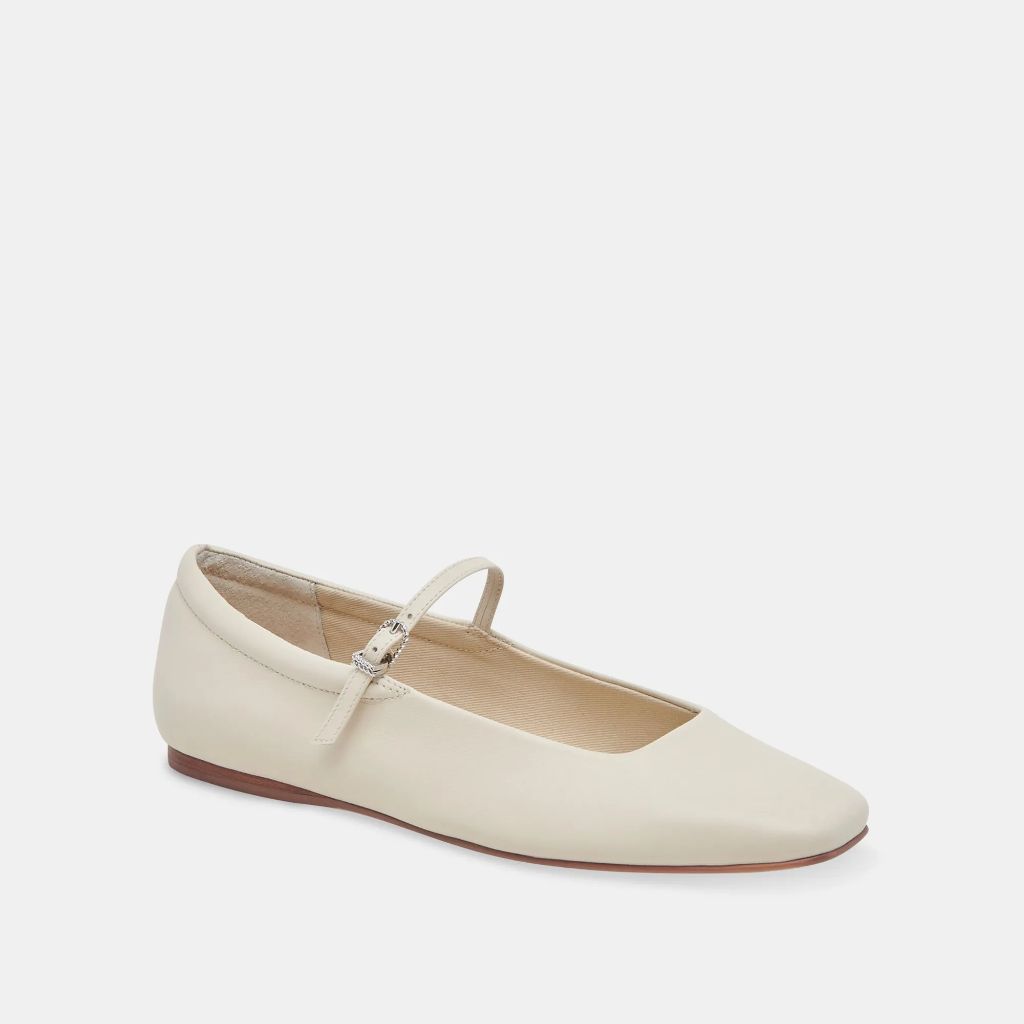 REYES BALLERINES LARGES EN CUIR IVOIRE