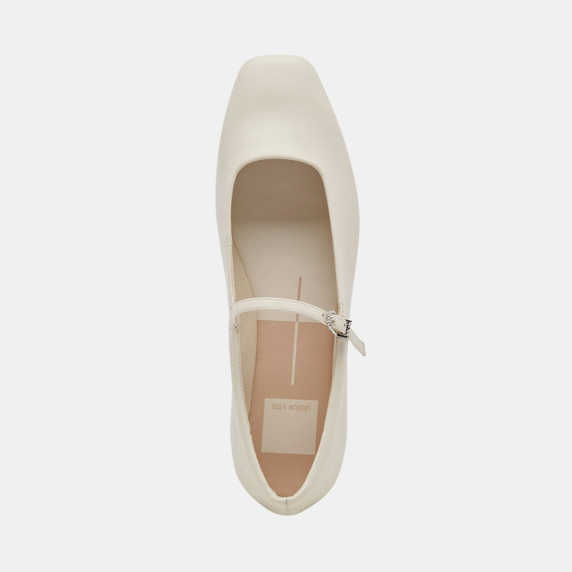 REYES BALLERINES LARGES EN CUIR IVOIRE