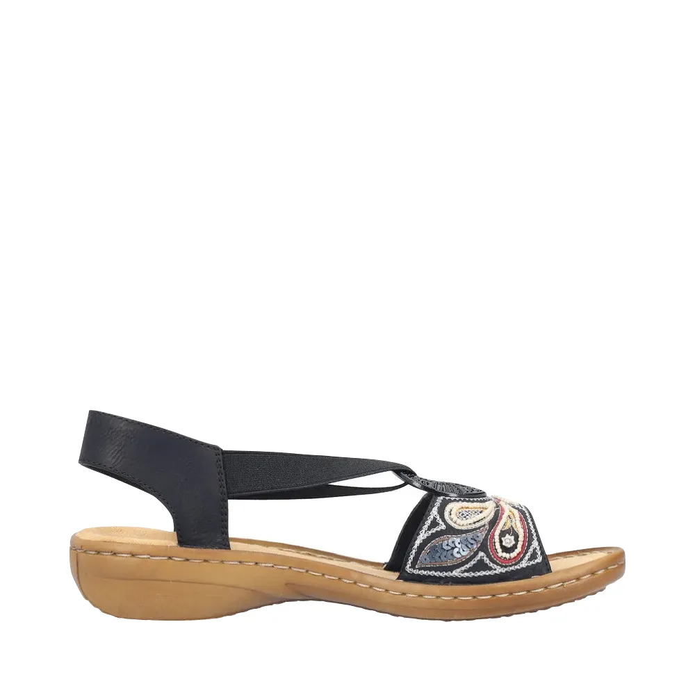 Rieker Sandale Regina B4 pour Femme en Noir